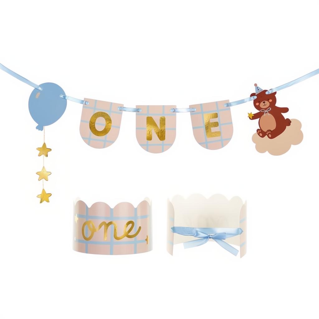 Stuhlbanner und Krone Teddybär, 50x20.5 cm Banner PartyDeco 1 fiestastore