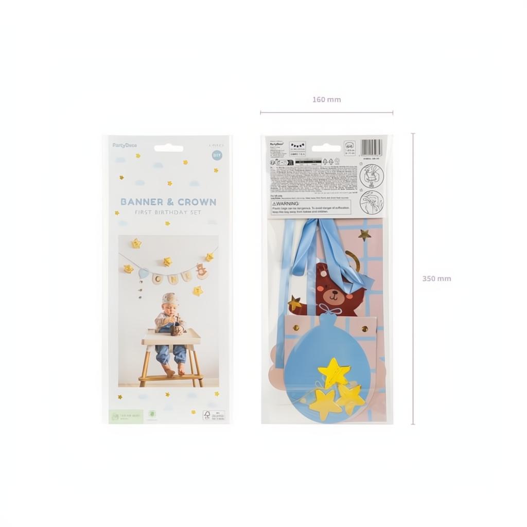 Stuhlbanner und Krone Teddybär, 50x20.5 cm Banner PartyDeco 4 fiestastore
