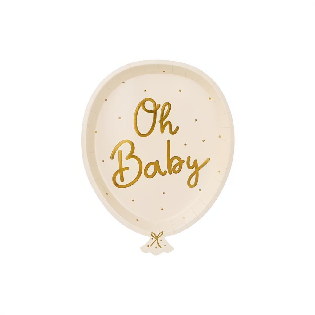 Teller Oh baby, 17.5x22 cm PartyDeco 1 fiestastore