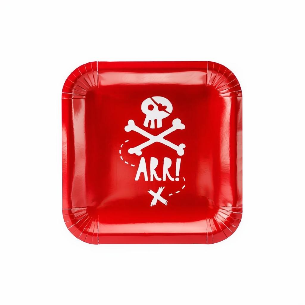 Teller Piraten, rot, 20x20cm PartyDeco 1 fiestastore