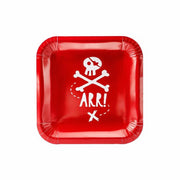 Teller Piraten, rot, 20x20cm PartyDeco 1 fiestastore