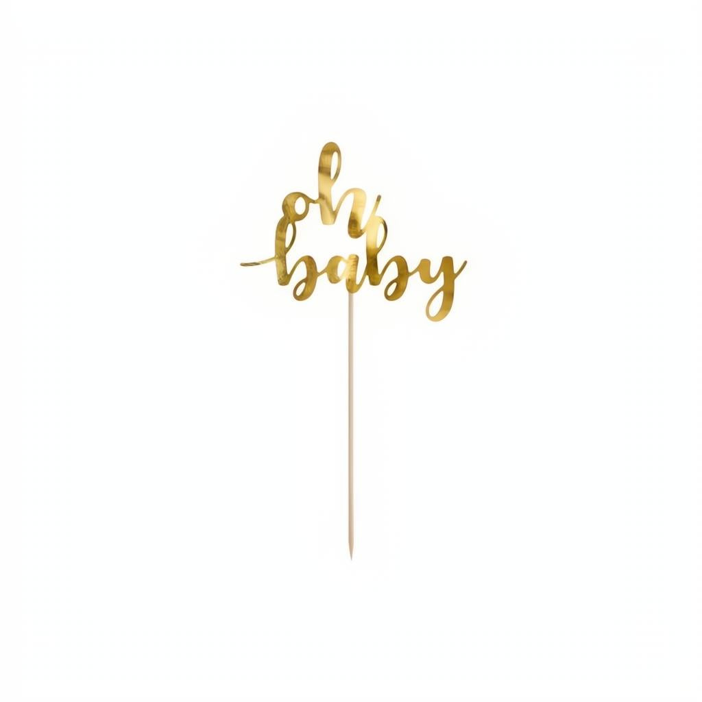 Tortentopper Oh baby, 25 cm, golden PartyDeco 1 fiestastore