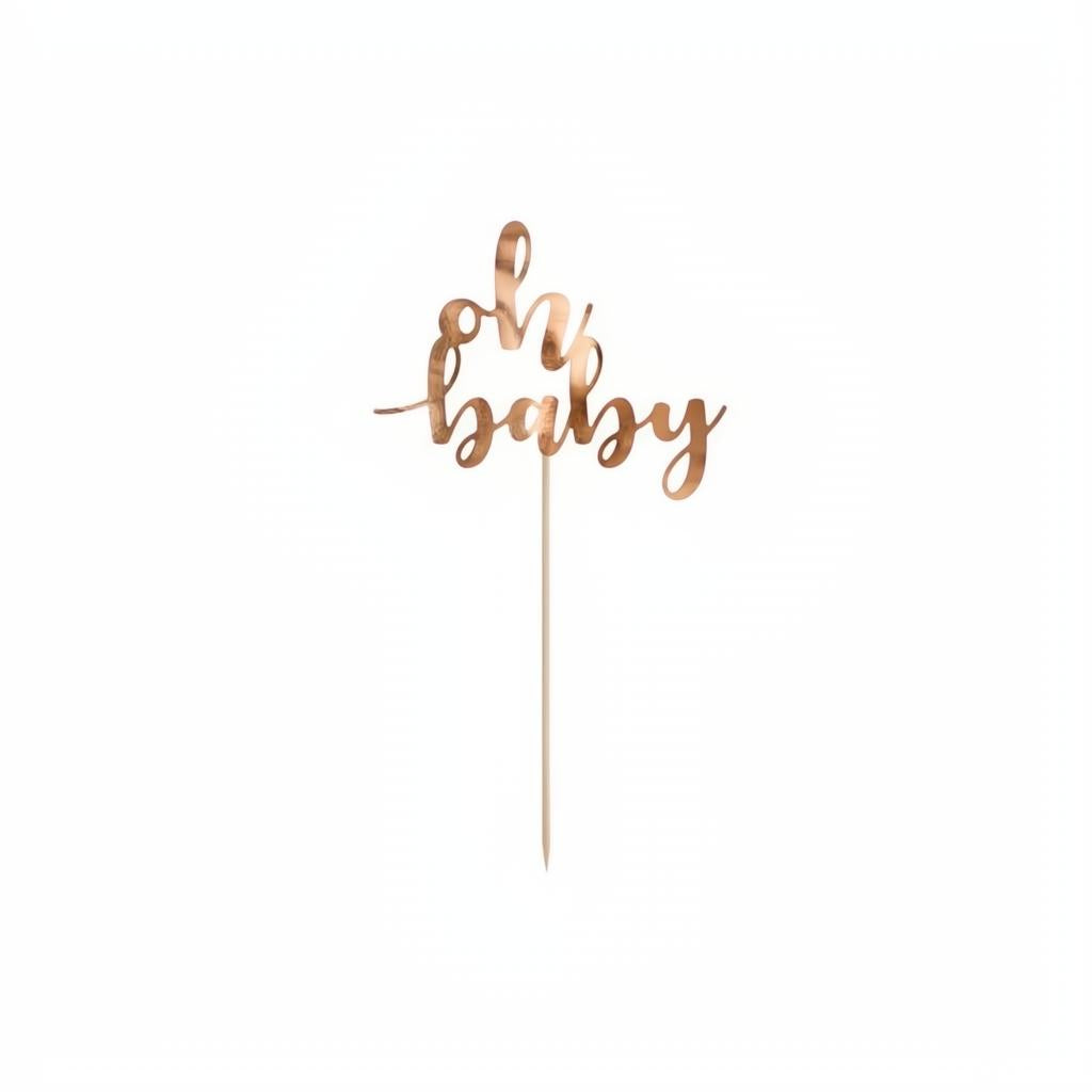 Tortentopper Oh baby, 25 cm, roségold PartyDeco 1 fiestastore