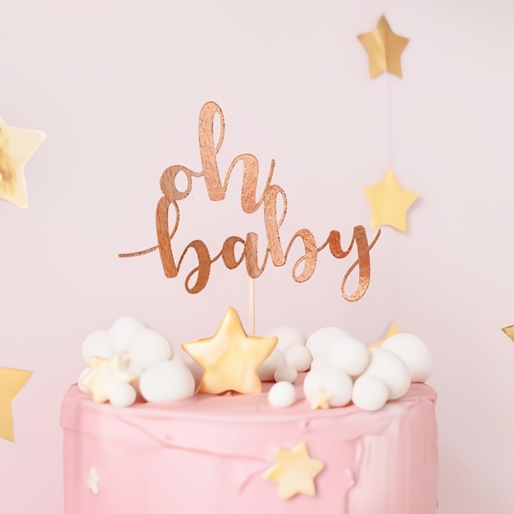 Tortentopper Oh baby, 25 cm, roségold PartyDeco 2 fiestastore