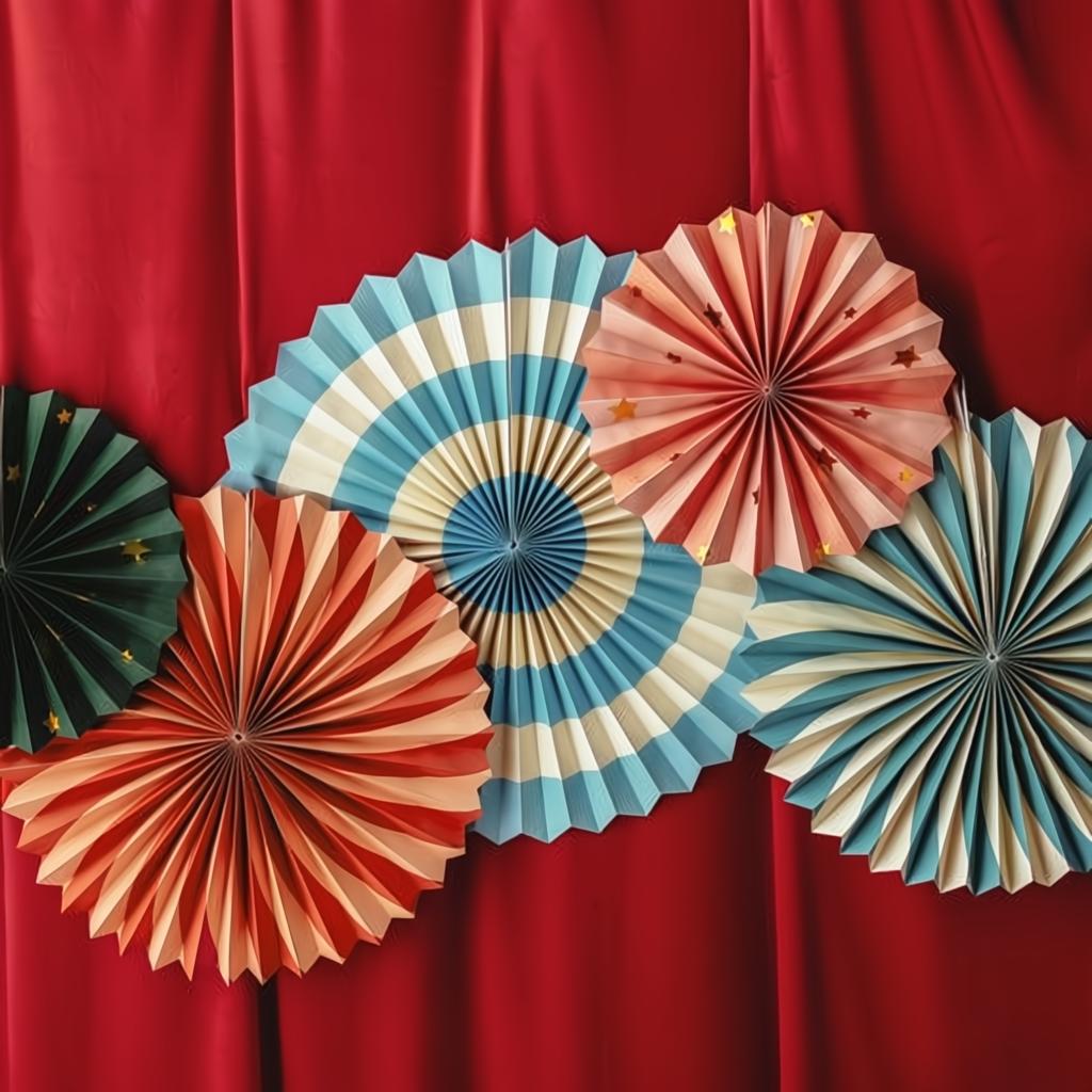 Zirkus-Dekorative Rosetten, Set, 26-43 cm Papier-Rosetten PartyDeco 2 fiestastore