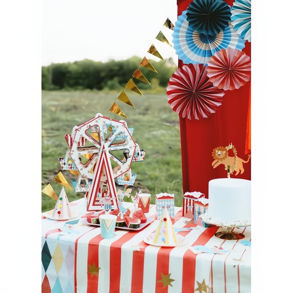 Zirkus-Dekorative Rosetten, Set, 26-43 cm Papier-Rosetten PartyDeco 4 fiestastore