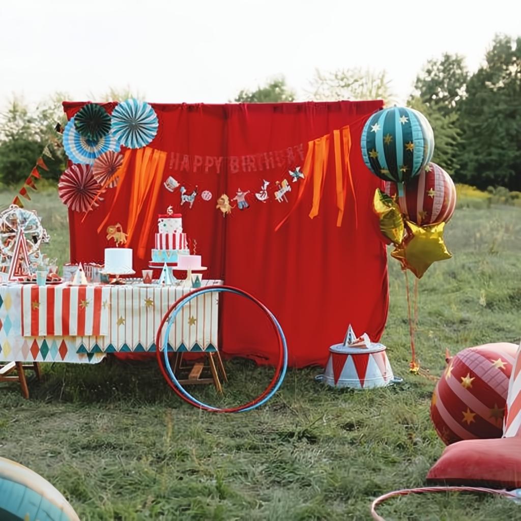 Zirkus-Dekorative Rosetten, Set, 26-43 cm Papier-Rosetten PartyDeco 5 fiestastore
