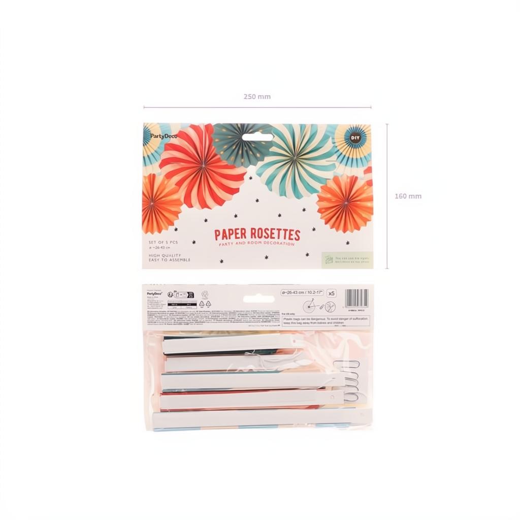 Zirkus-Dekorative Rosetten, Set, 26-43 cm Papier-Rosetten PartyDeco 6 fiestastore