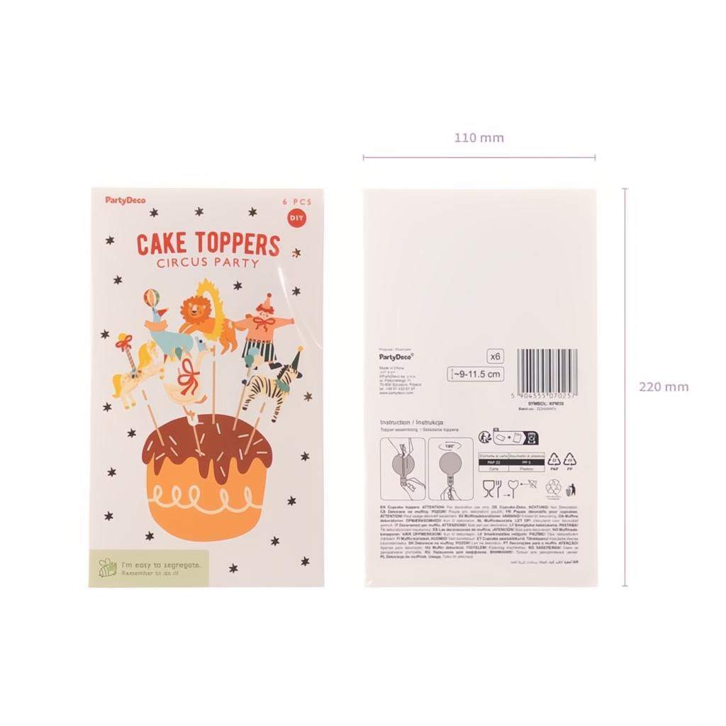 Zirkus Muffin Dekoration, 9-11,5 cm Topper für Kuchen und Muffins PartyDeco 5 fiestastore