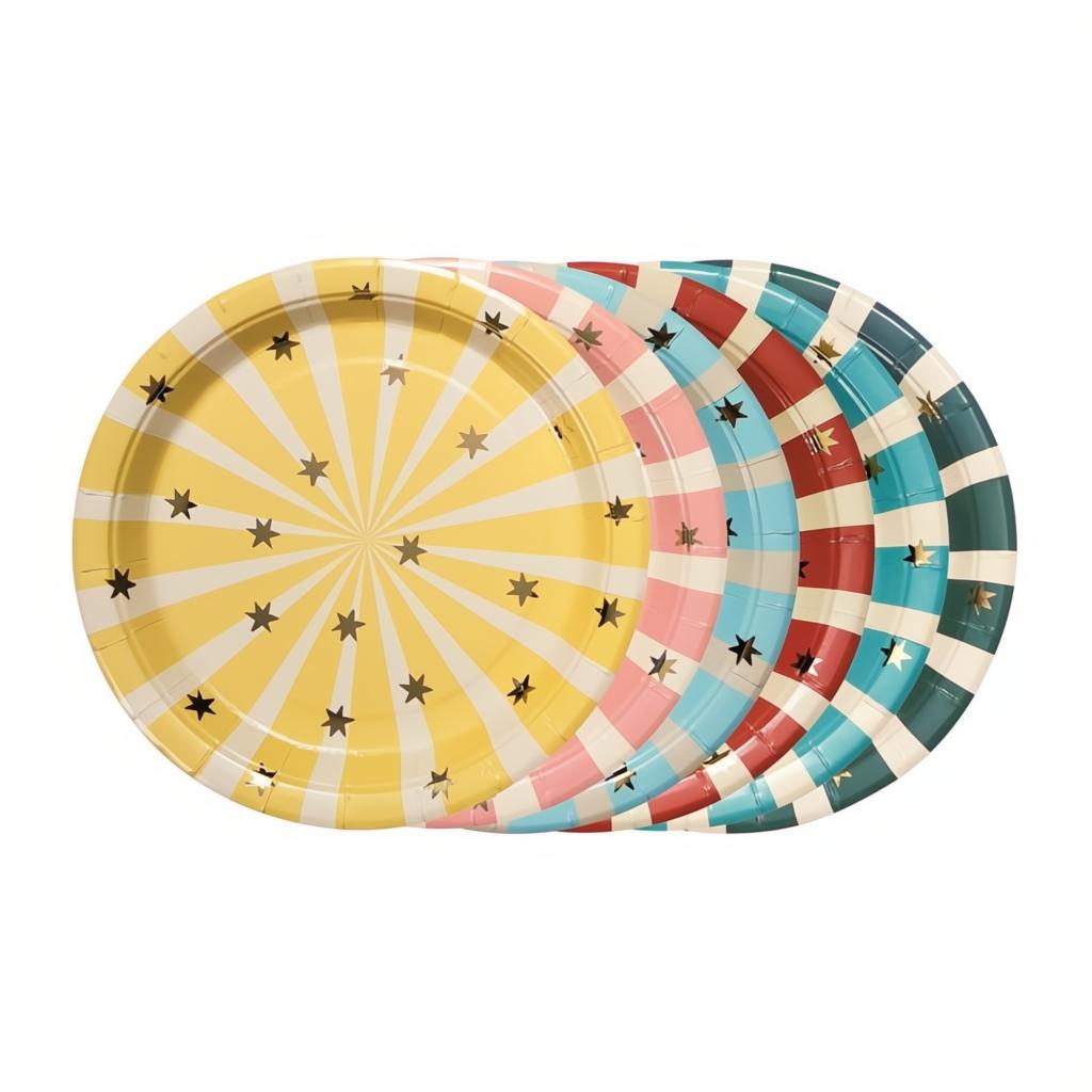 Zirkusstreifen Teller, 18x18 cm Tellers PartyDeco 1 fiestastore