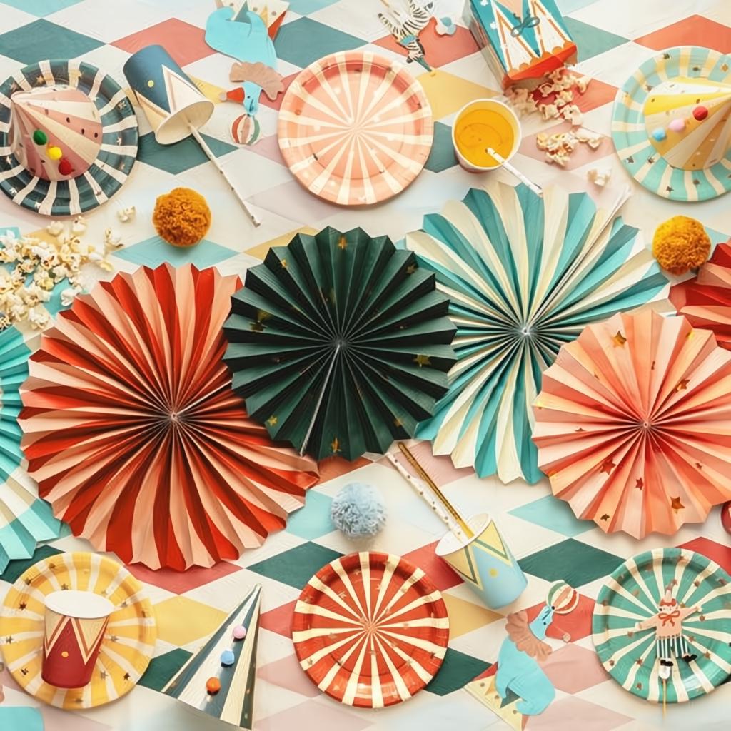 Zirkusstreifen Teller, 18x18 cm Tellers PartyDeco 4 fiestastore